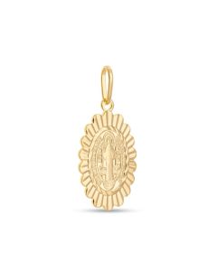 Pingente Oval Diamantado c/ Sao Bento - 00 - 14mm x 29mm - 1.40gr