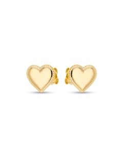 Brinco Coracao 12mm Liso Borda c/ Bolinhas  - 00 - 12mm x 10mm - 1.40gr