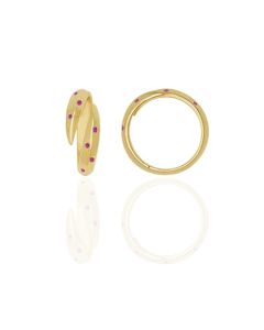 Anel Fundicao De Falange - 8 Zirconia - Aro Aberto c/ 2 Pontas (Rubi) - 00 - 1mm x 1mm - 1.60gr