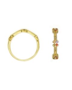 Anel Fundicao - 12 Zirconia - Aro Duplo c/ 3 Flores  - 00 - 1mm x 1mm - 1.44gr