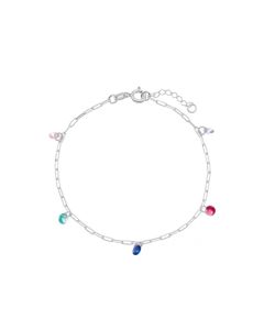 Pulseira AG Cartie p/ 5 Pedras Coloridas - G5 - 6mm x 200mm - 1.62gr