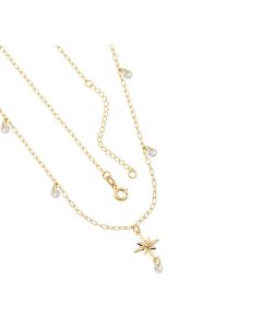 Gargantilha c/ 5 Zirconias 1 Estrela 12mm c/ 8 Pontas - CE - 12mm x 500mm - 2.50gr