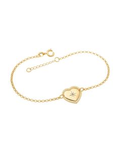 Pulseira c/ Coracao Borda Bolinha Est. Estrela c/ Pedra - CE - 13mm x 200mm - 2.20gr