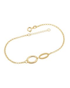 Pulseira c/ 1 Oval Vaz Liso 1 Oval Vaz Borda Corda  - CE - 11mm x 200mm - 2.00gr